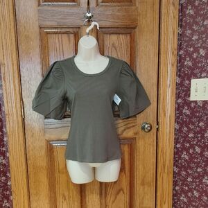 Darling Time and Tru Olive Puff Sleeve Top M